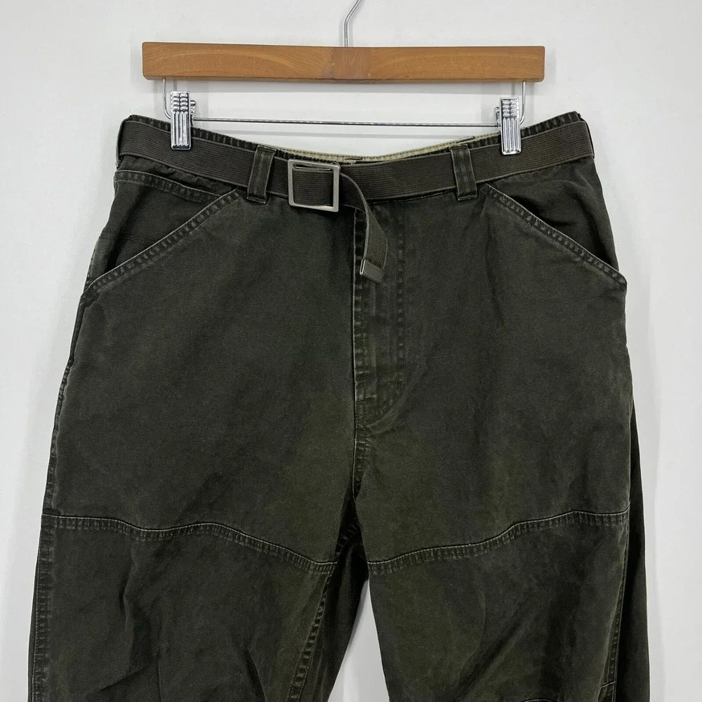 Nautica Cargo Pants Men's Size‎ 32 Olive Green Belted Cotton Pockets Vtg 90s
